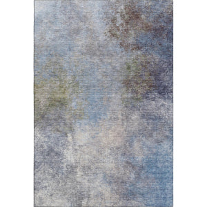 HomeRoots 10' X 14' Denim Blue & Brown Abstract Washable Area Rug - UV Protected, Durable, Non-Slip Design 710562