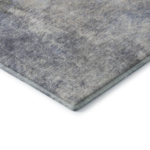 HomeRoots 10' X 14' Denim Blue & Brown Abstract Washable Area Rug - UV Protected, Durable, Non-Slip Design 710562