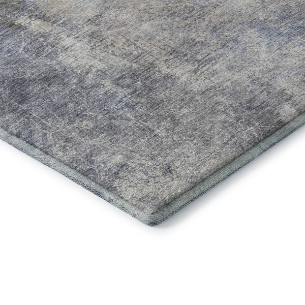 HomeRoots 10' X 14' Denim Blue & Brown Abstract Washable Area Rug - UV Protected, Durable, Non-Slip Design 710562
