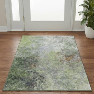 HomeRoots 5' X 8' Fern Green Abstract Area Rug - Washable, UV Protected, Modern Design for Busy Homes 710564