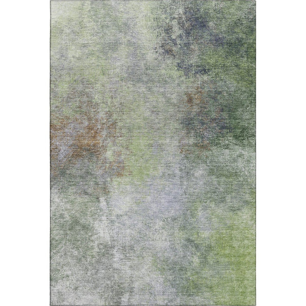 HomeRoots 5' X 8' Fern Green Abstract Area Rug - Washable, UV Protected, Modern Design for Busy Homes 710564