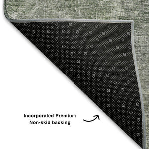 HomeRoots 5' X 8' Fern Green Abstract Area Rug - Washable, UV Protected, Modern Design for Busy Homes 710564