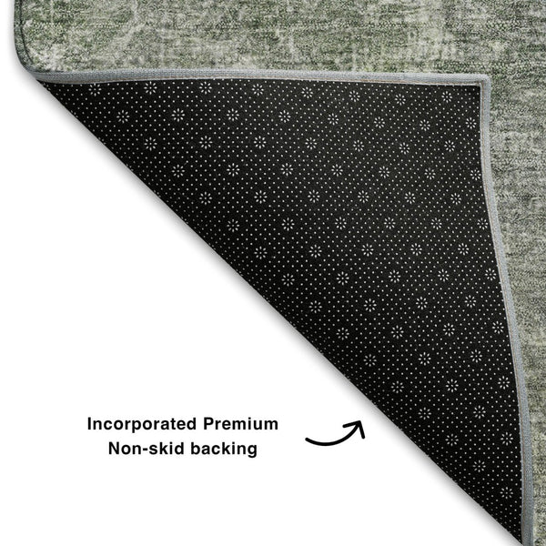 HomeRoots 5' X 8' Fern Green Abstract Area Rug - Washable, UV Protected, Modern Design for Busy Homes 710564