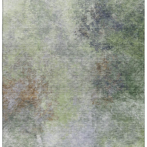 HomeRoots 5' X 8' Fern Green Abstract Area Rug - Washable, UV Protected, Modern Design for Busy Homes 710564