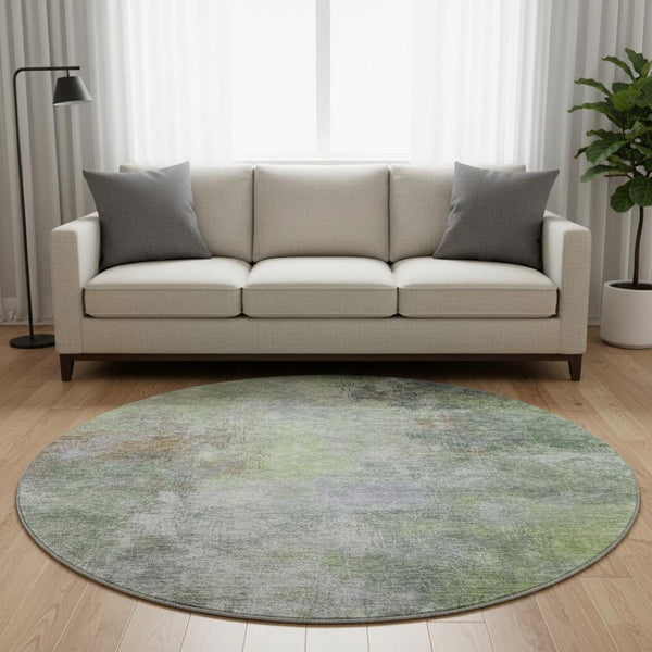 HomeRoots 8' X 10' Stylish Fern Green and Gray Abstract Washable Area Rug - Durable, UV Protected & Stain Resistant! 710566