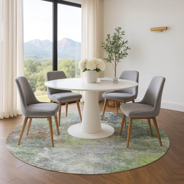 HomeRoots 8' X 10' Stylish Fern Green and Gray Abstract Washable Area Rug - Durable, UV Protected & Stain Resistant! 710566