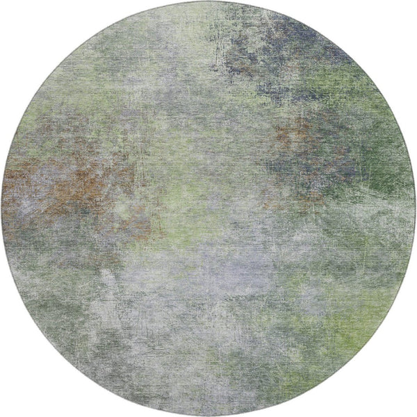 HomeRoots 8' X 10' Stylish Fern Green and Gray Abstract Washable Area Rug - Durable, UV Protected & Stain Resistant! 710566