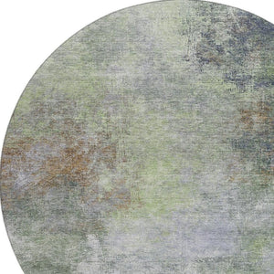 HomeRoots 8' X 10' Stylish Fern Green and Gray Abstract Washable Area Rug - Durable, UV Protected & Stain Resistant! 710566