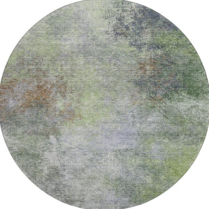HomeRoots 8' X 10' Stylish Fern Green and Gray Abstract Washable Area Rug - Durable, UV Protected & Stain Resistant! 710566