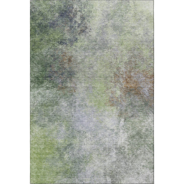 HomeRoots 9' X 12' Fern Green & Gray Abstract Washable Area Rug - UV Protection, Stain-Resistant & Non-Slip! 710567