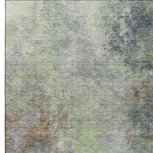 HomeRoots 10' Fern Green & Gray Abstract Washable Area Rug - UV Protected, Durable Design for Busy Homes 710568