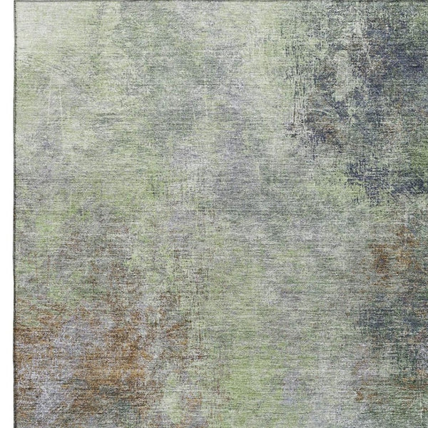HomeRoots 10' Fern Green & Gray Abstract Washable Area Rug - UV Protected, Durable Design for Busy Homes 710568
