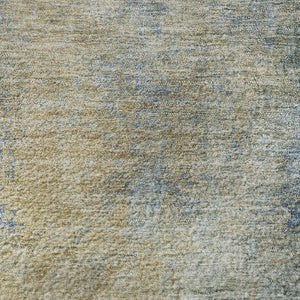 HomeRoots 8' X 10' Washable Abstract Area Rug in Khaki, Blue & Gold - UV Protected, Stain Resistant, Durable Design 710572