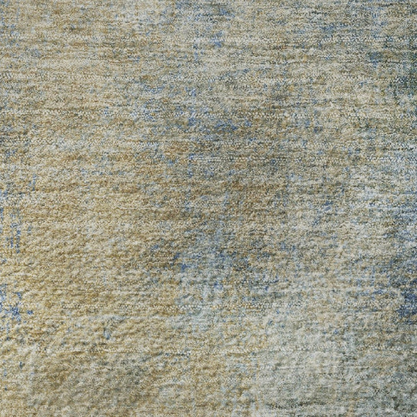 HomeRoots 8' X 10' Washable Abstract Area Rug in Khaki, Blue & Gold - UV Protected, Stain Resistant, Durable Design 710572