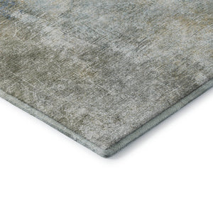 HomeRoots 10' X 14' Khaki Blue Gold Abstract Washable Area Rug with UV Protection for Modern Homes & Families 710574