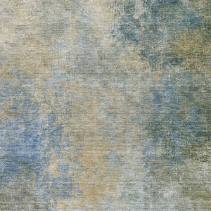 HomeRoots 10' X 14' Khaki Blue Gold Abstract Washable Area Rug with UV Protection for Modern Homes & Families 710574