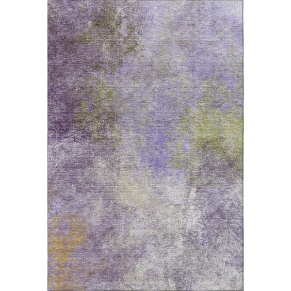 HomeRoots 5' X 8' Purple and Green Abstract Area Rug - Washable, UV-Resistant, Perfect for Busy Homes! 710576