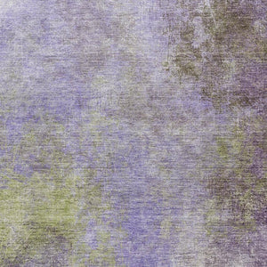 HomeRoots 8' Vibrant Purple and Green Abstract Round Rug - Washable, UV Resistant, Durable for Homes with Kids & Pets 710577