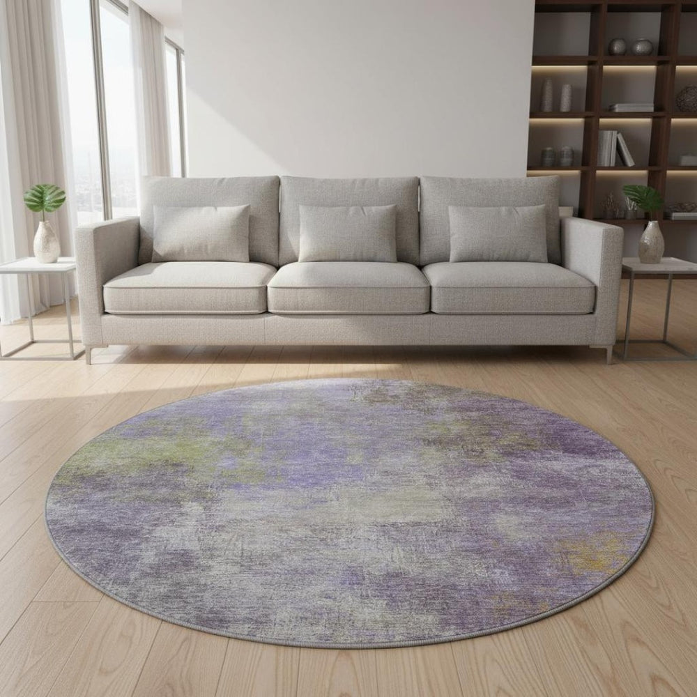 HomeRoots 8' X 10' Vibrant Purple and Green Abstract Washable Area Rug with UV Protection for Busy Homes 710578