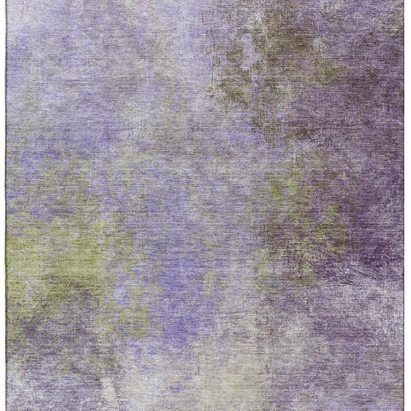 HomeRoots 9' X 12' Purple and Green Abstract Washable Area Rug – Modern Design with UV Protection & Durability 710579