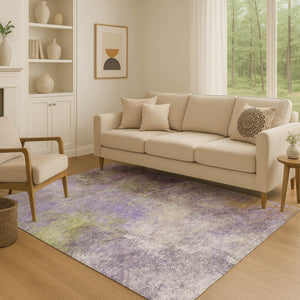 HomeRoots 10' X 14' Vibrant Purple and Green Abstract Washable Area Rug with UV Protection for Every Home 710580