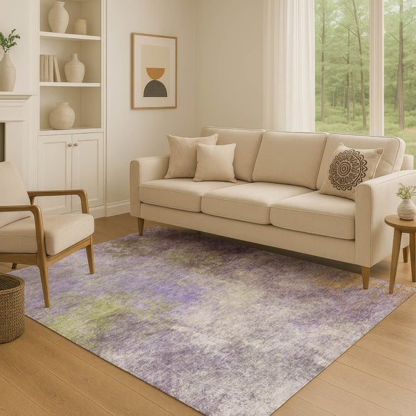 HomeRoots 10' X 14' Vibrant Purple and Green Abstract Washable Area Rug with UV Protection for Every Home 710580