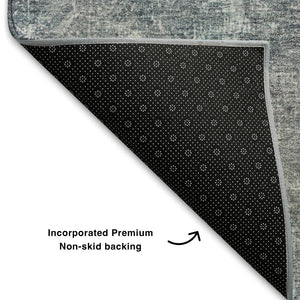 HomeRoots 5' X 8' Teal and Taupe Abstract Area Rug - Machine Washable, UV Protected, Ideal for Busy Homes 710582