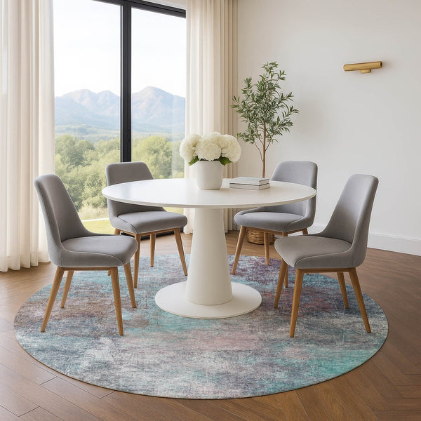 HomeRoots 8' X 10' Teal & Taupe Abstract Area Rug - Washable, Durable, UV-Protected for Busy Homes & Pets 710584