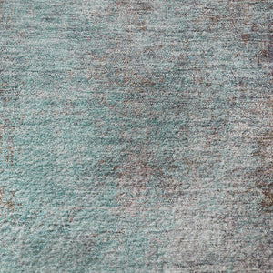 HomeRoots 8' X 10' Teal & Taupe Abstract Area Rug - Washable, Durable, UV-Protected for Busy Homes & Pets 710584