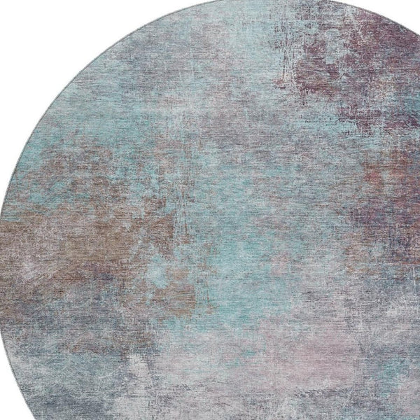 HomeRoots 8' X 10' Teal & Taupe Abstract Area Rug - Washable, Durable, UV-Protected for Busy Homes & Pets 710584