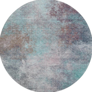 HomeRoots 8' X 10' Teal & Taupe Abstract Area Rug - Washable, Durable, UV-Protected for Busy Homes & Pets 710584