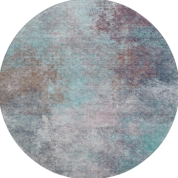 HomeRoots 8' X 10' Teal & Taupe Abstract Area Rug - Washable, Durable, UV-Protected for Busy Homes & Pets 710584