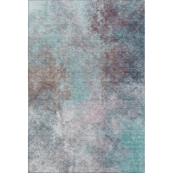 HomeRoots 9' X 12' Teal and Taupe Abstract Area Rug - Stylish, Washable, UV-Protected for Modern Living Spaces 710585