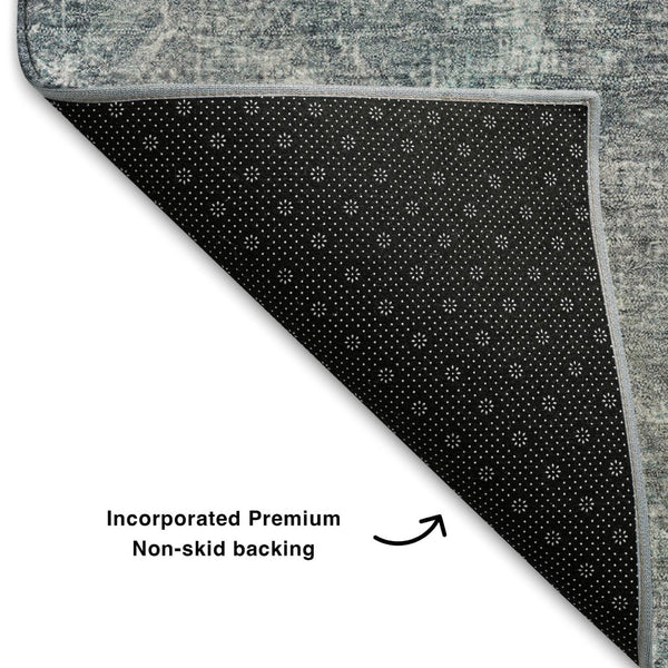 HomeRoots 9' X 12' Teal and Taupe Abstract Area Rug - Stylish, Washable, UV-Protected for Modern Living Spaces 710585
