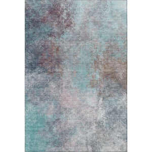 HomeRoots 9' X 12' Teal and Taupe Abstract Area Rug - Stylish, Washable, UV-Protected for Modern Living Spaces 710585
