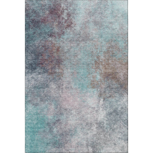 HomeRoots 10' X 14' Teal And Taupe Abstract Washable Area Rug – UV Protected, Stain-Resistant for Busy Homes! 710586