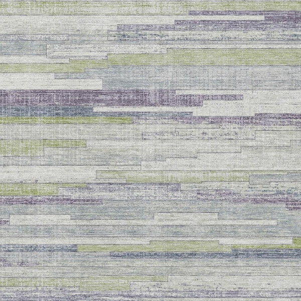 HomeRoots 5' X 8' Artichoke Green Striped Area Rug - Machine Washable, UV Protected, Perfect for High-Traffic Spaces 710588