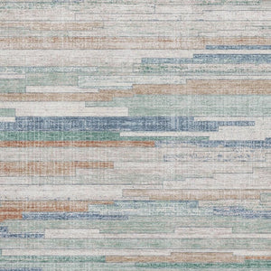 HomeRoots 5' X 8' Linen Copper and Ivory Striped Area Rug - Stylish, Washable, Stain-Resistant with UV Protection 710594