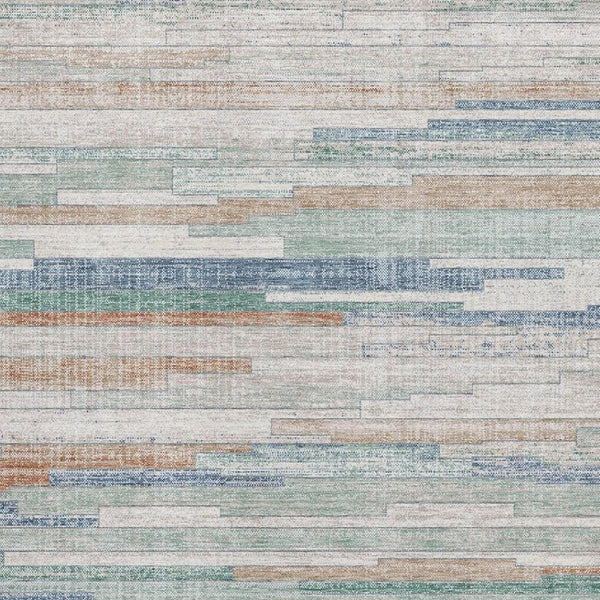 HomeRoots 5' X 8' Linen Copper and Ivory Striped Area Rug - Stylish, Washable, Stain-Resistant with UV Protection 710594