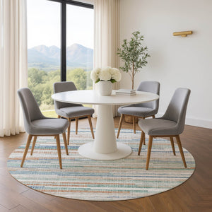 HomeRoots 8' X 10' Linen Copper & Ivory Striped Area Rug – Washable, UV-Protected, Stylish for Any Space! 710596