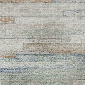 HomeRoots 8' X 10' Linen Copper & Ivory Striped Area Rug – Washable, UV-Protected, Stylish for Any Space! 710596