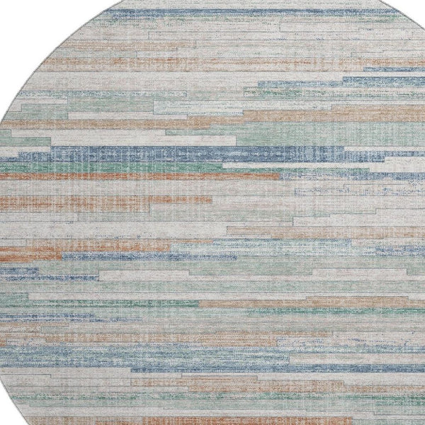 HomeRoots 8' X 10' Linen Copper & Ivory Striped Area Rug – Washable, UV-Protected, Stylish for Any Space! 710596