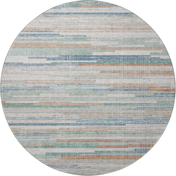 HomeRoots 8' X 10' Linen Copper & Ivory Striped Area Rug – Washable, UV-Protected, Stylish for Any Space! 710596