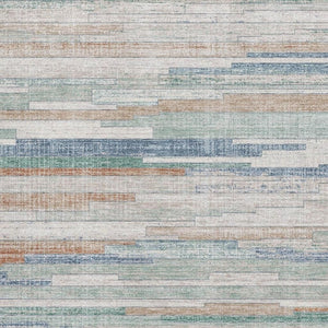 HomeRoots 9' X 12' Striped Washable Area Rug in Linen Copper and Ivory with UV Protection for High-Traffic Areas 710597