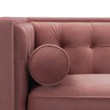 English Elm Jack 84" Modern Tuxedo Tufted Sofa, Ash Rose Pink Velvet