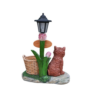English Elm Labrador Solar Garden Statue with Led Glow and Built-in Succulent Planter Basin W5398P464248