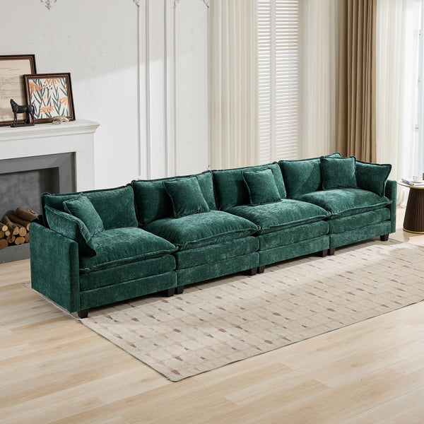 English Elm Cloud Sofa 4 Seats - Modular Sectional Couch In Green For Modern Living Rooms, Bedrooms & Comfort W1143S00021