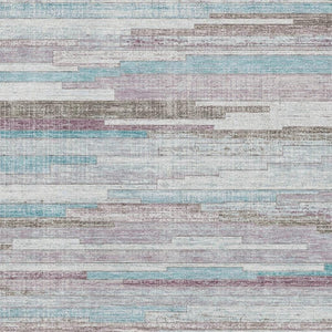 HomeRoots 8' Teal Beige and Ivory Striped Round Rug - Washable, UV Protected, Durable & Stylish for Homes 710601