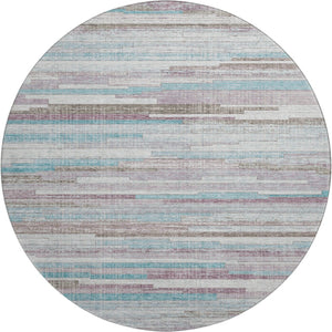 HomeRoots 8' X 10' Coastal Teal Beige Striped Washable Area Rug - Stain-Resistant & UV Protected for Homes 710602