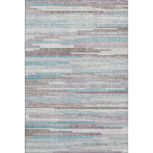 HomeRoots 10' X 14' Stylish Teal Beige Ivory Striped Washable Area Rug with UV Protection for Easy Care 710604